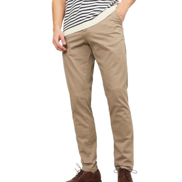 Slim Fit Byxor - JACK & JONES - Beig - Låg Midja - 98% Bomull - 2% Elastan
