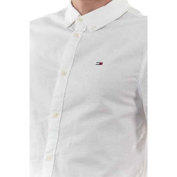 Skjorta herr - TOMMY JEANS - Slim Stretch Oxf YBR - Vit - Slim passform - Stretchtyg
