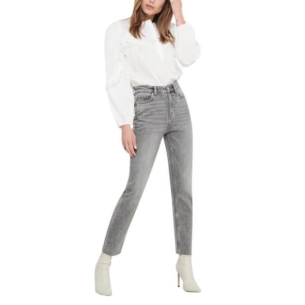 Jean Dam - ONLY - Hög Midja - Rakt Snitt - Grå Denim - Optimal Komfort