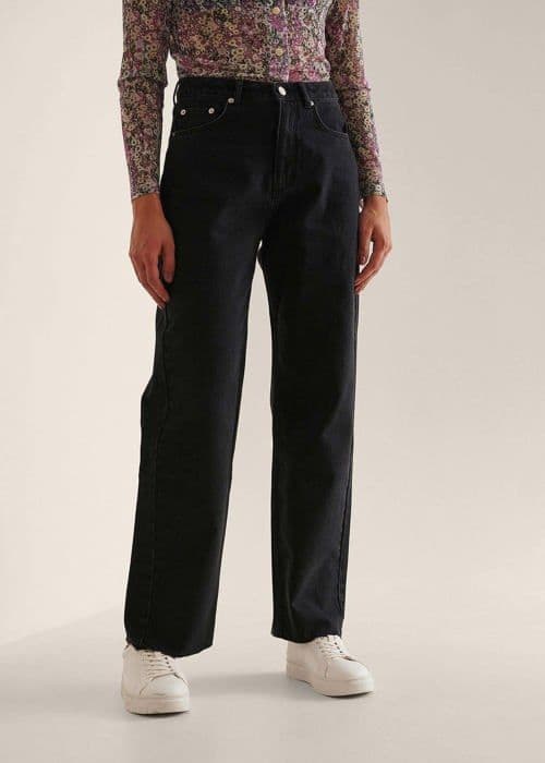 Jeans Na-kd - 1100-005321 - Wide Leg Raw Hem Denim Jeans Dam