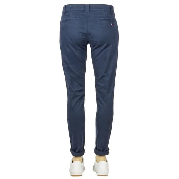 Slim Chino Byxor - Tommy Jeans - Marinblå - Låg Midja - 98% Bomull - Dragkedja