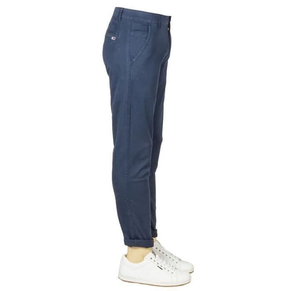 Slim Chino Byxor - Tommy Jeans - Marinblå - Låg Midja - 98% Bomull - Dragkedja
