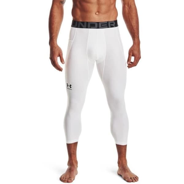 Under Armour Heatgeat Herr White 3/4 Compression Leggings-Svart-3XL