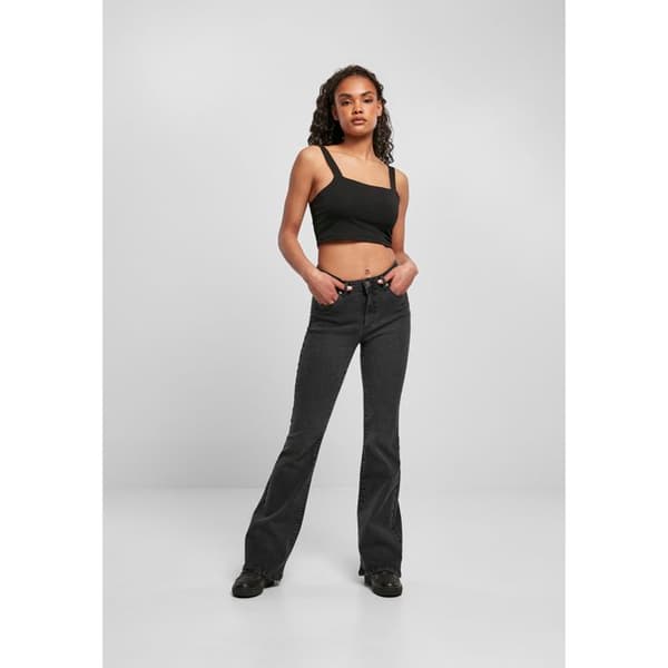 Jeans dam - Urban Classics - Utsvängd - Hög midja - Svart - Stretchdenim