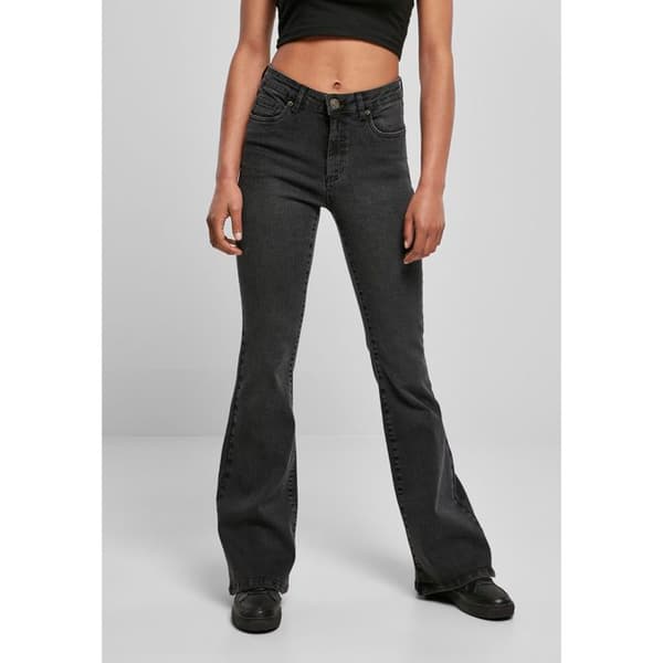 Jeans dam - Urban Classics - Utsvängd - Hög midja - Svart - Stretchdenim