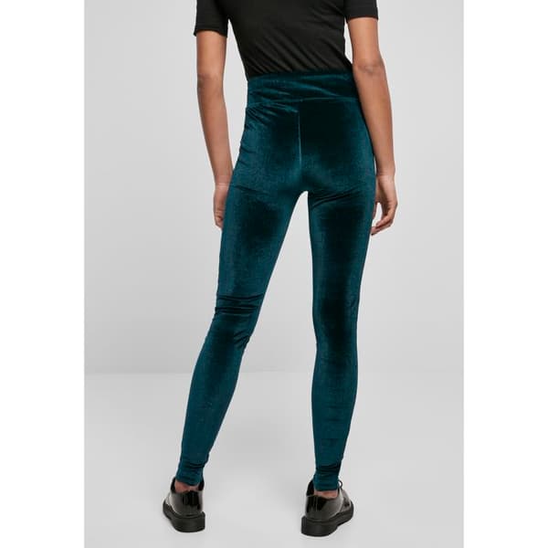 Leggings - Urban Classics - Sammet - Hög midja - Stretchsammet - Färg: mörkblå