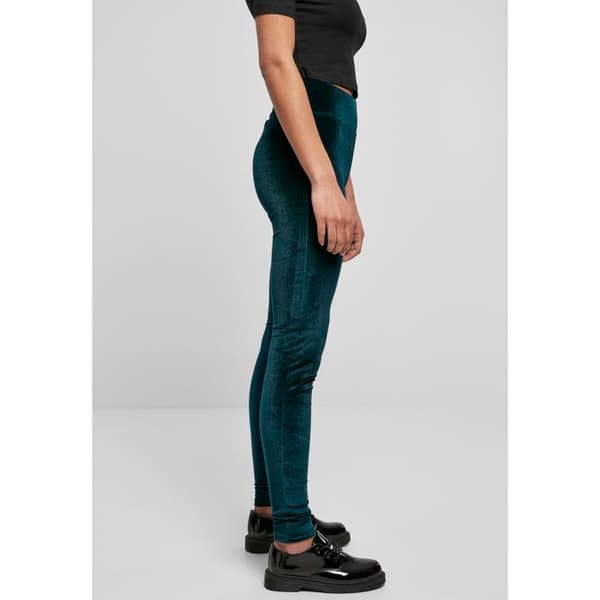 Leggings - Urban Classics - Sammet - Hög midja - Stretchsammet - Färg: mörkblå
