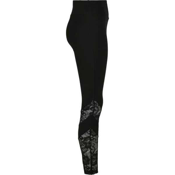 Damleggings stora storlekar - Urban Classics - Hög midja - Spetsinsatser - Stretchjersey - Svart