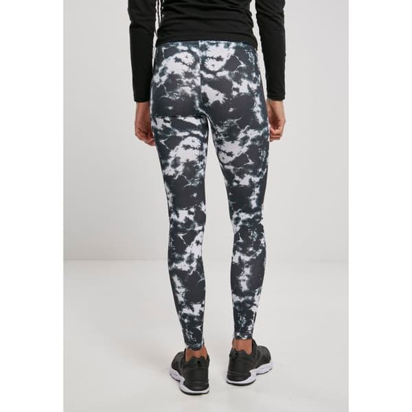 Leggings för kvinnor - Urban Classics - Tie Dye - Svart/Vit - Hög midja - Jersey stretch