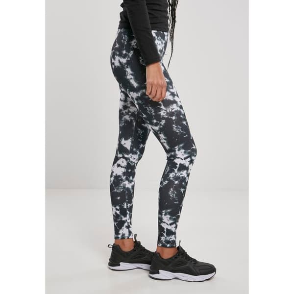 Leggings för kvinnor - Urban Classics - Tie Dye - Svart/Vit - Hög midja - Jersey stretch