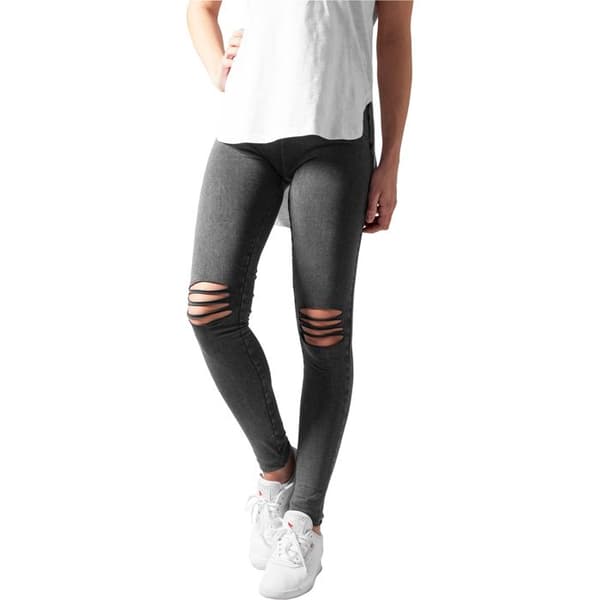 Leggings dam - URBAN CLASSICS - Klippt knä - Svart - Bekväm - Mjuk tyg