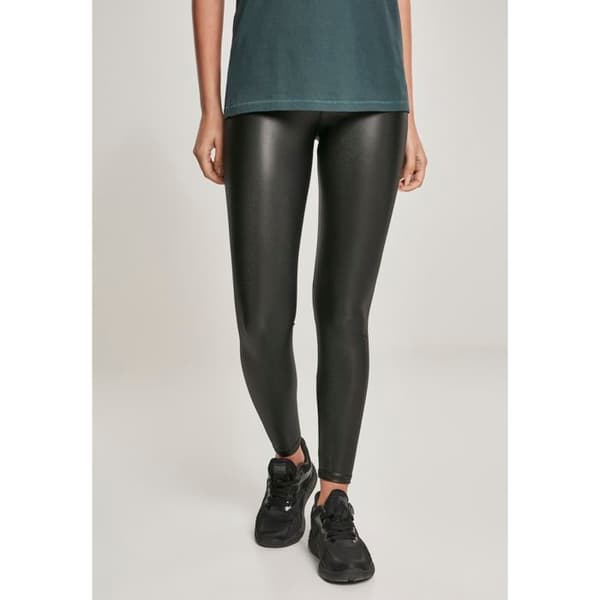 Leggings för kvinnor stora storlekar - Urban Classic - Hög midja - Syntetiskt läder - Skinny - Svart