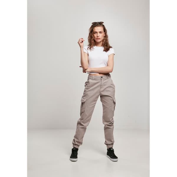 Cargo byxor för kvinnor - Urban Classics - Hög midja - Färg rosa - Optimalt komfort - Trendig passform