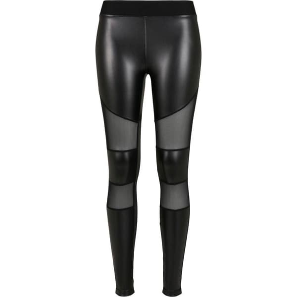 Legging dam - Urban Classics - Svart - Syntetiskt läder - Transparent nät - Perfekt passform