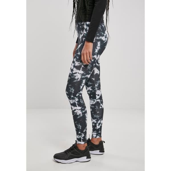 Leggings för kvinnor - Urban Classics - Tie Dye - Svart/Vit - Hög midja - Jersey stretch