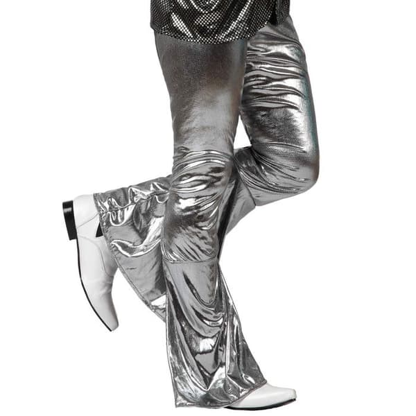 Silver holografiska discobyxor för män