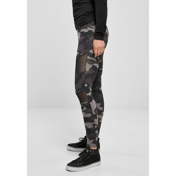 Leggings dam - Urban Classics - Camo Tech - Svart - Mesh-inlägg - Hög midja