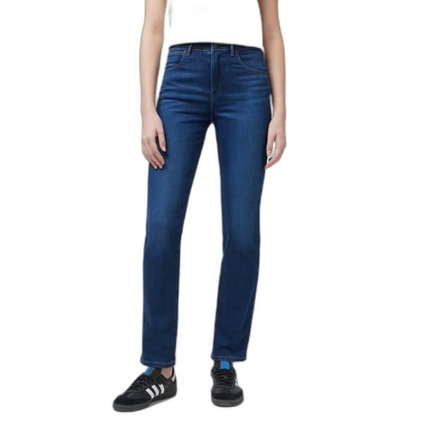 Slimjeans dam - Wrangler - Blå denim - Elastisk - Miljöanpassad - Standardstorlek