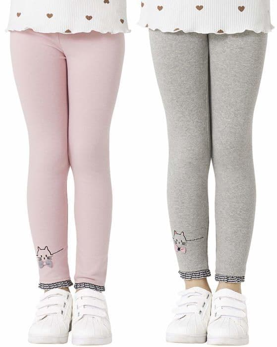 Legging - jegging - tregging Adorel - PAT091-140 - Leggings i ensfärgad bomull, lång byxa, katt, flicka, set med 2