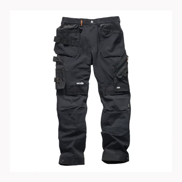 Arbetsbyxor - Scruffs - Pro Flex Plus - Svart - Slim Fit - Fickor för verktyg