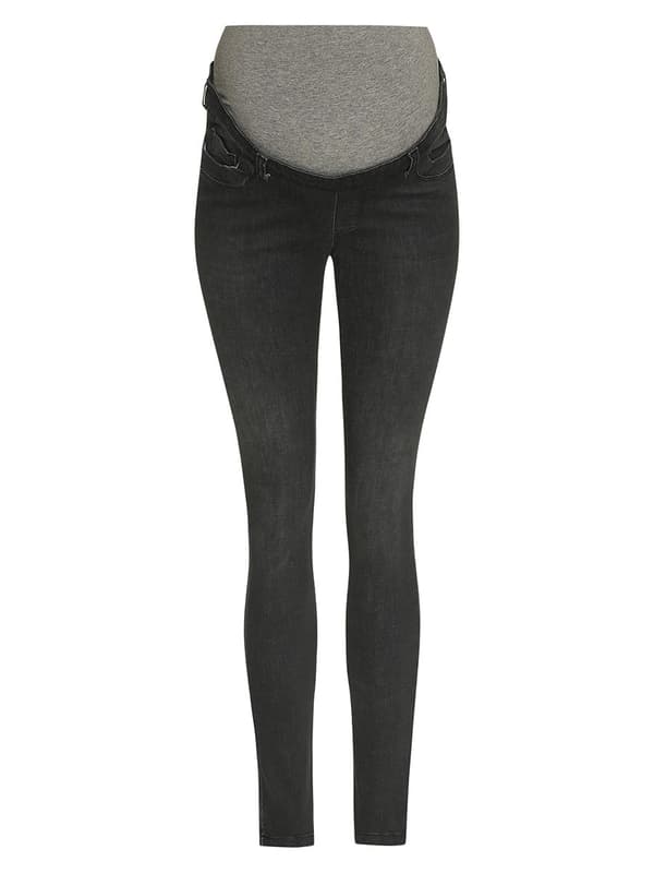Damejeans med elastisk talje, grå navle, moderskabsbukser