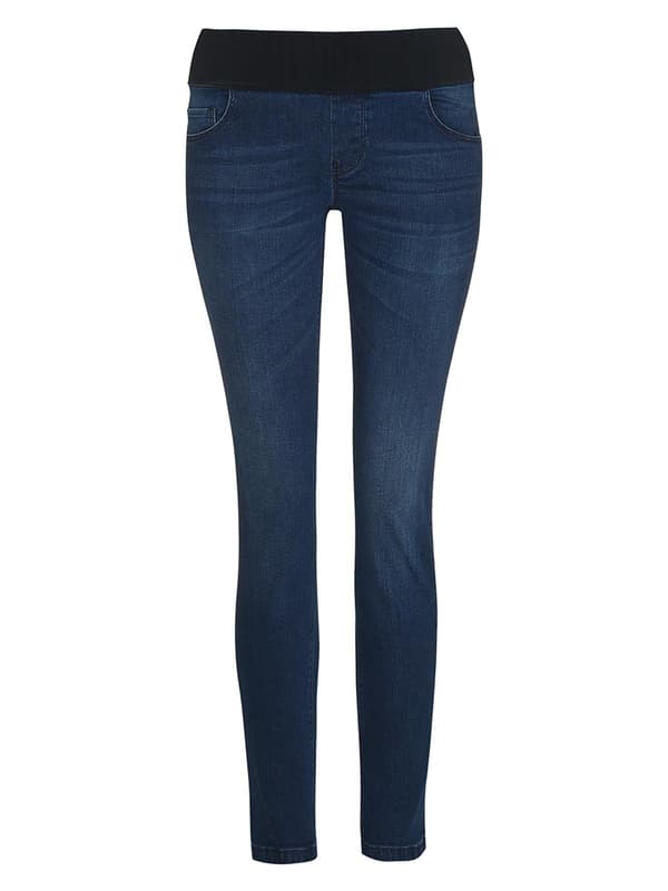 Navleblå gravidjeans til kvinder i navle
