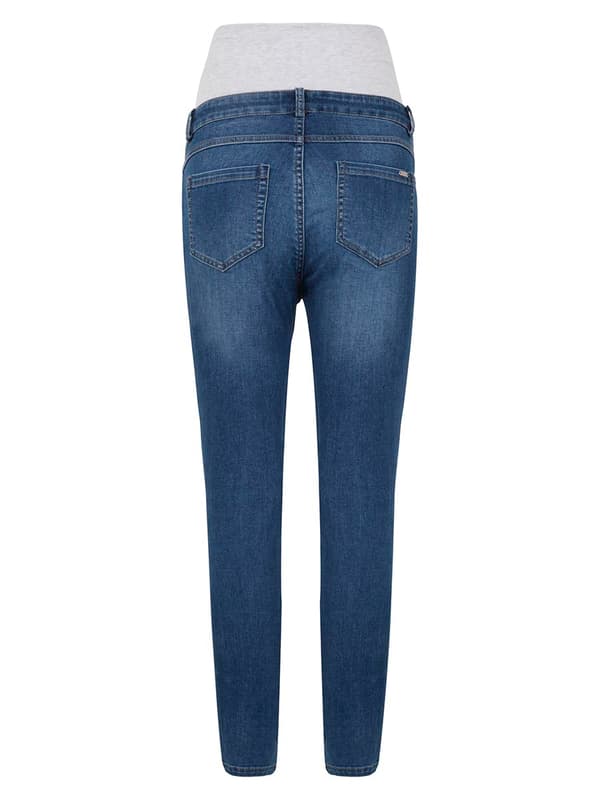 Navleblå gravidjeans til kvinder i navle