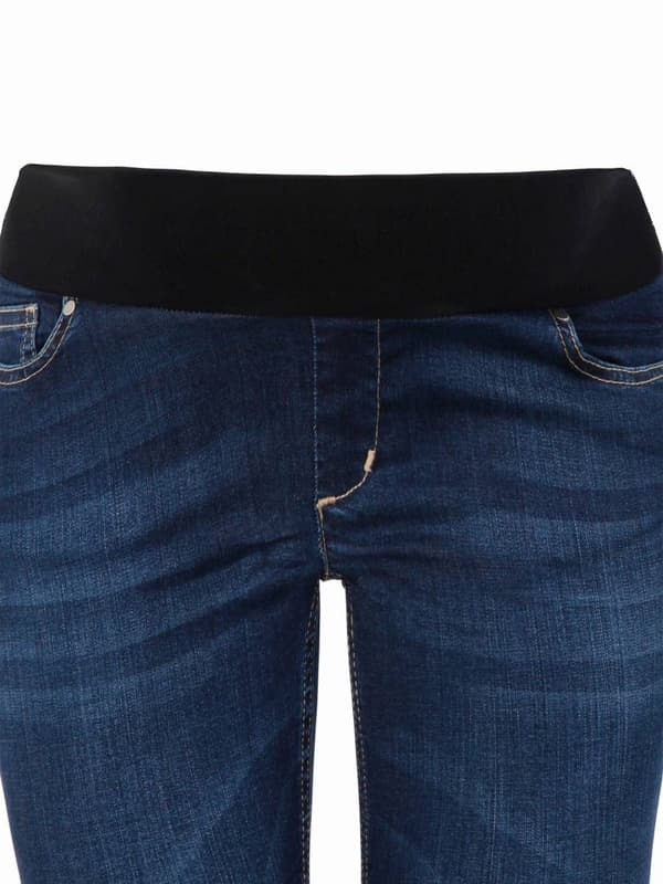 Navleblå gravidjeans til kvinder i navle