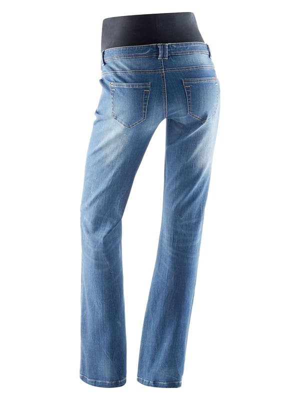 Blå denimbyxor för gravida i naveln för kvinnor