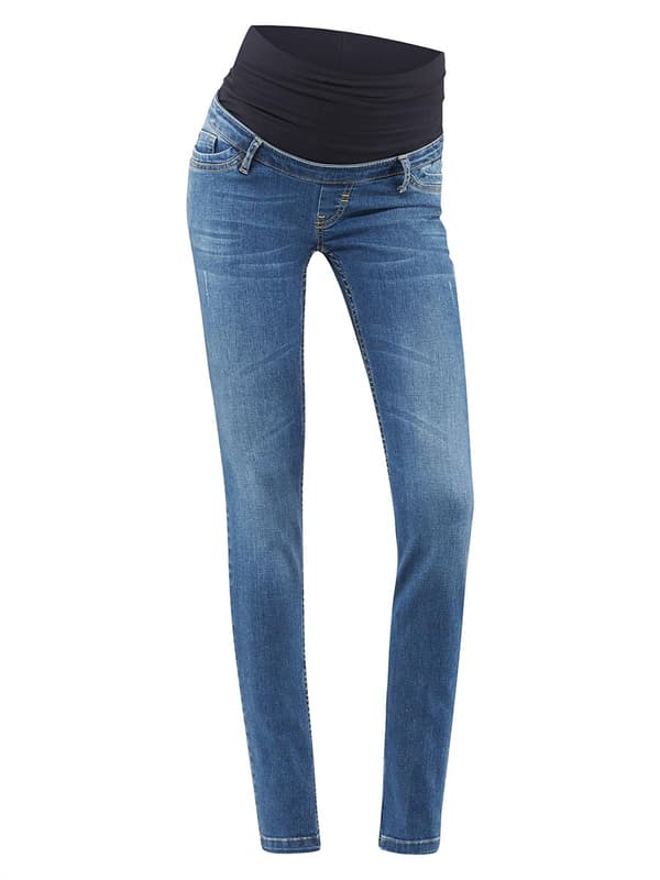 Navlebukser i blå denim til kvinder