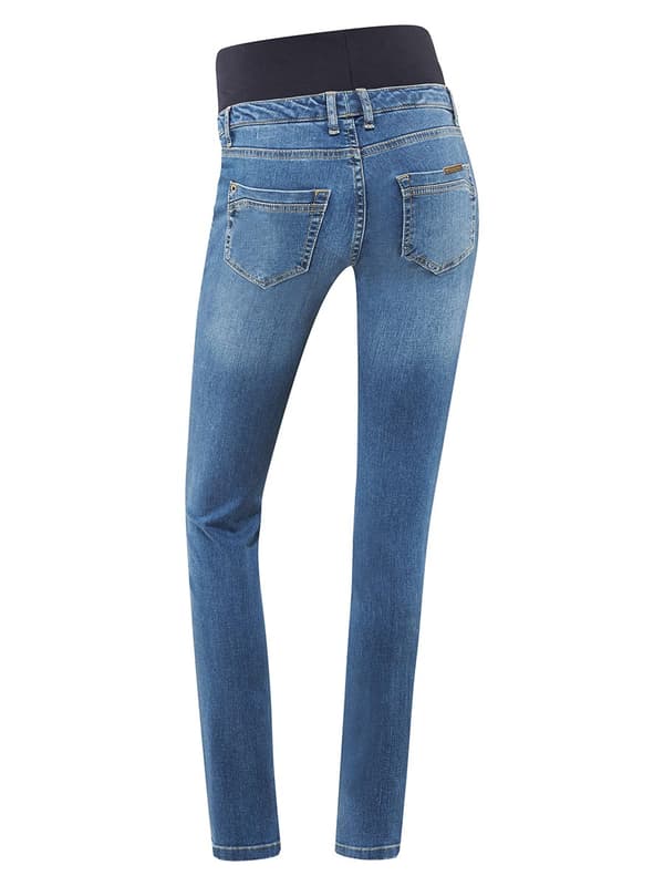 Blå denimbyxor för gravida i naveln för kvinnor