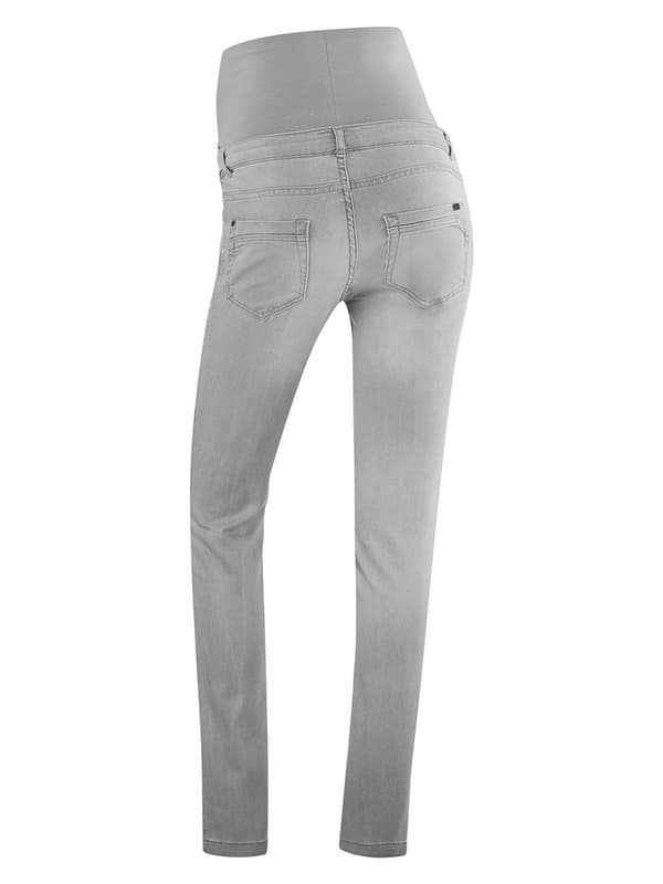 Ljusgrå jeans för dam med navelsöm