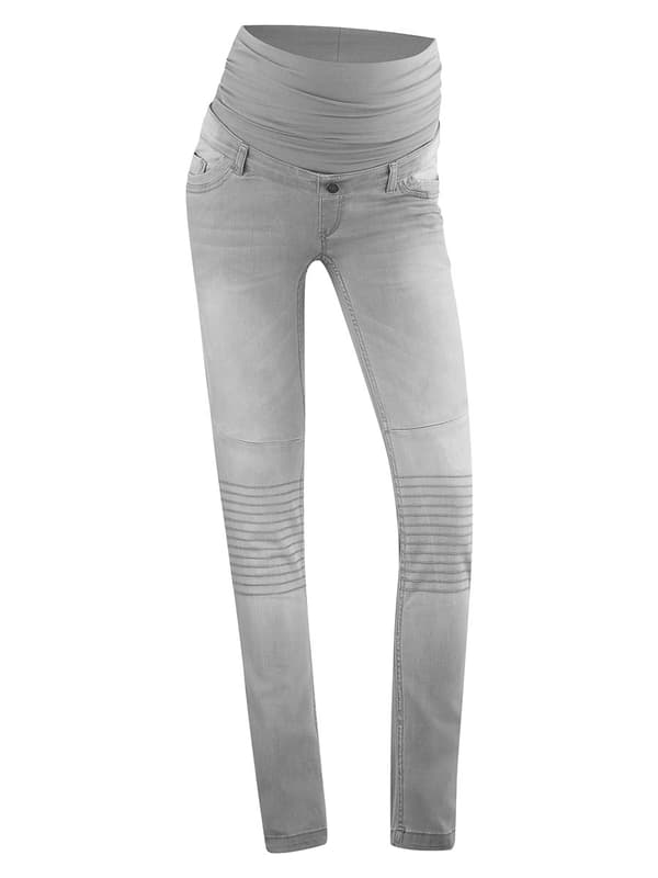 Ljusgrå jeans för dam med navelsöm