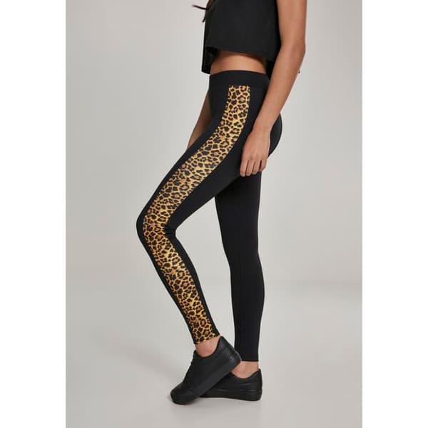 Damleggings - Urban Classic - Randig - Ormskinnstrykt - Elastisk midja - Svart/gul