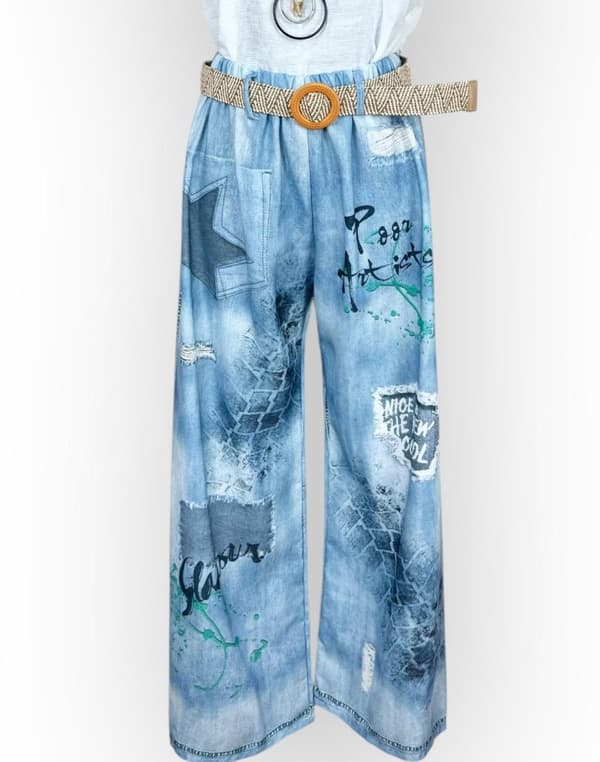 Bohemian pants with belt - 2 pattern choices - one size 42-44