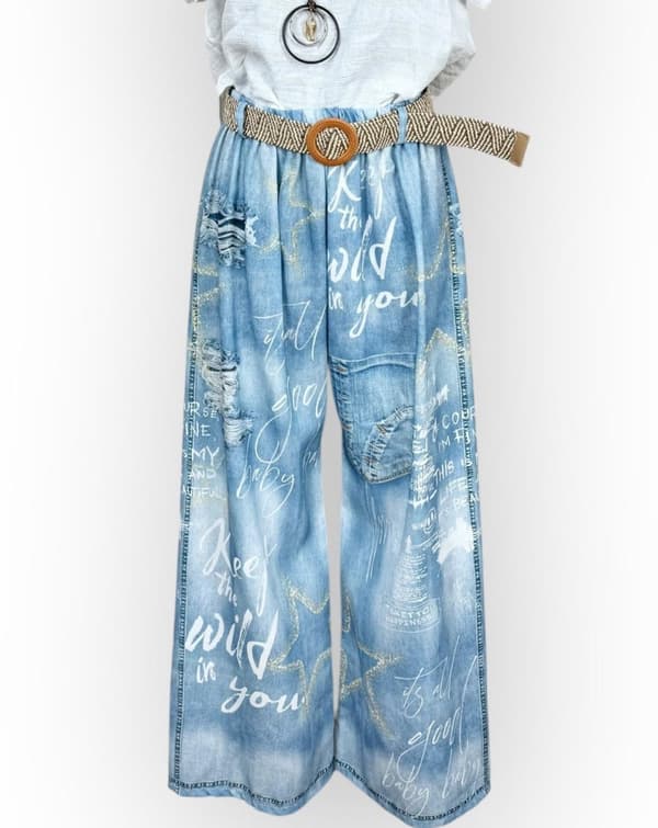 Bohemian pants with belt - 2 pattern choices - one size 42-44