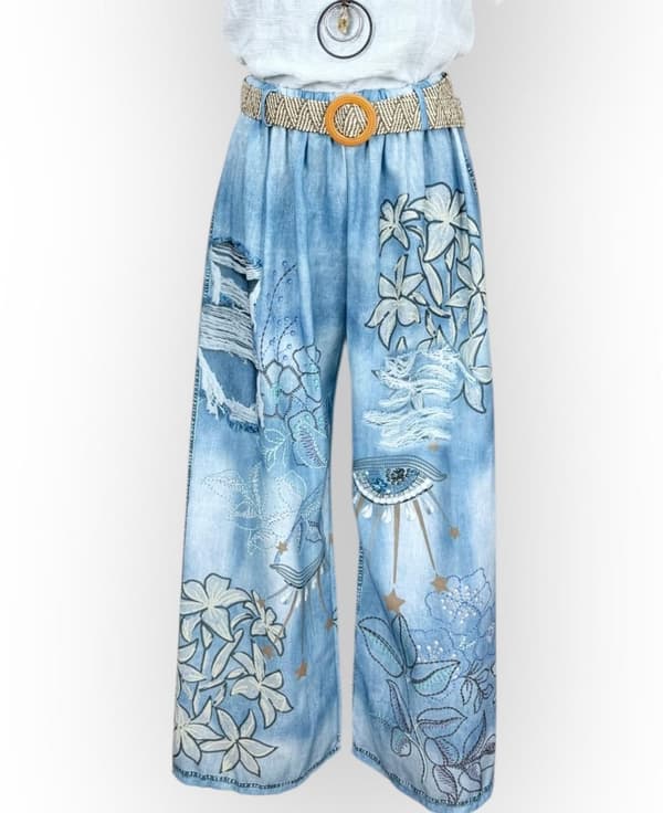 Bohemian pants with belt - 2 pattern choices - one size 42-44