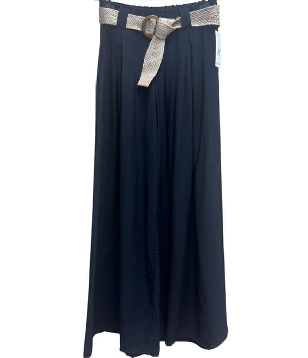 Agélii Fashion - Flytande utsvängda byxor med stråbälte - flera färger - one size 36-42