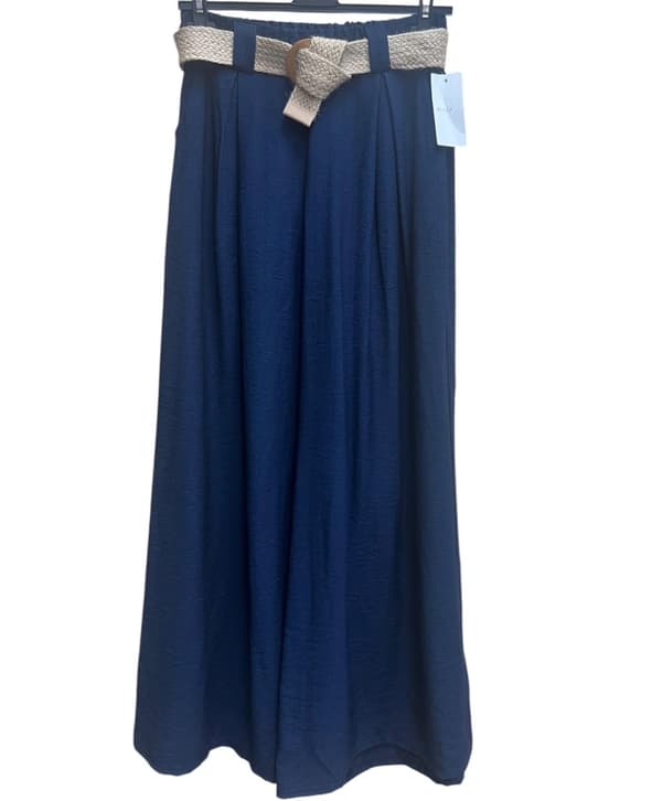 Agélii Fashion - Flytande utsvängda byxor med stråbälte - flera färger - one size 36-42