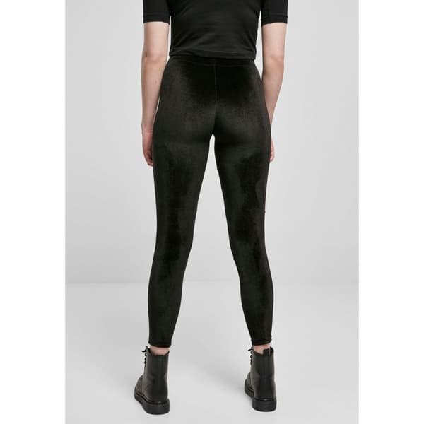 Damleggings - Urban Classics - Velvet Tech Mesh - Stretchvelour - Transparent nät - Elastisk passform