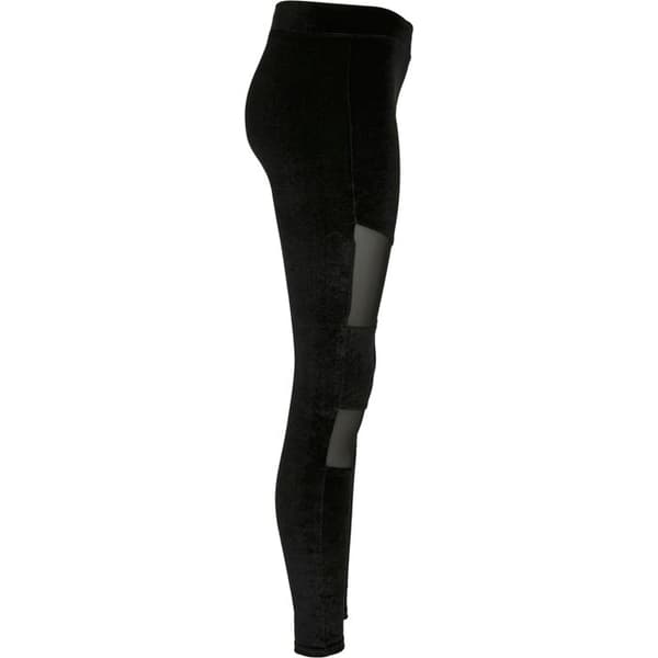 Damleggings - Urban Classics - Velvet Tech Mesh - Stretchvelour - Transparent nät - Elastisk passform