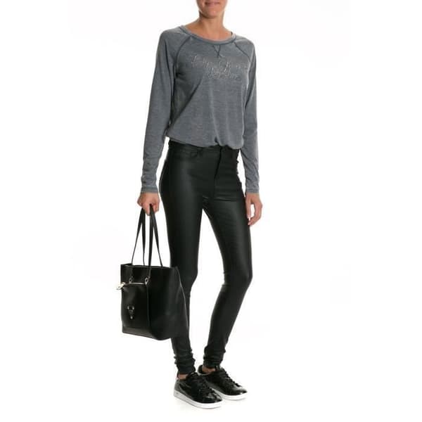 Jean Slim - Vero Moda - Svart Satin - 77% Viskos - 5 Fickor - Standardstorlek