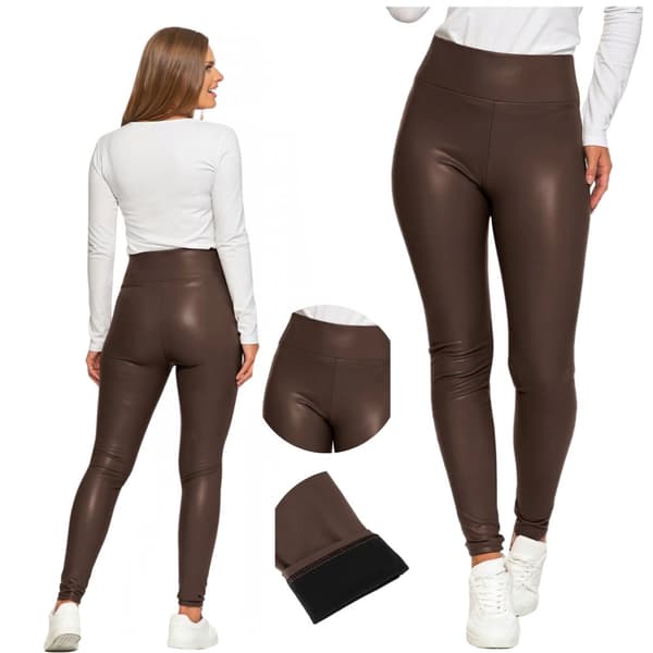 Damleggings med isolerande ekologiskt läder och hög midja MORAJ L