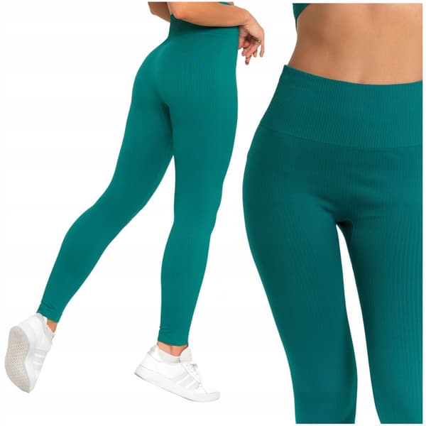 Damsportleggings med hög midja, ribbad, bekväm MORAJ L/XL