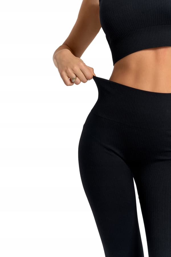 Damsportleggings med hög midja, ribbad, bekväm MORAJ S/M