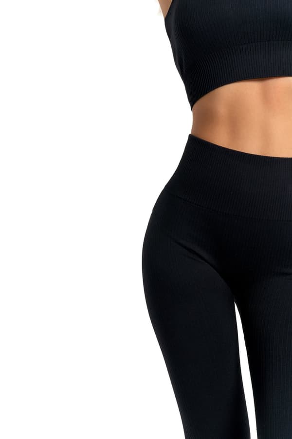 Damsportleggings med hög midja, ribbad, bekväm MORAJ S/M