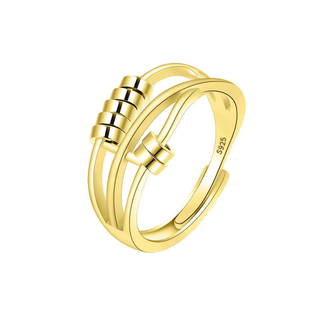 S925 Sterling Silver Retro Fidget Ring Anti Stress Guld