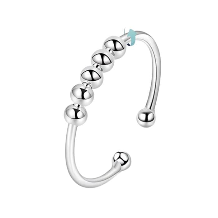 Anti Stress Fidget Ring Sterling Silver S925 (5 pärlor) Högklassig Design