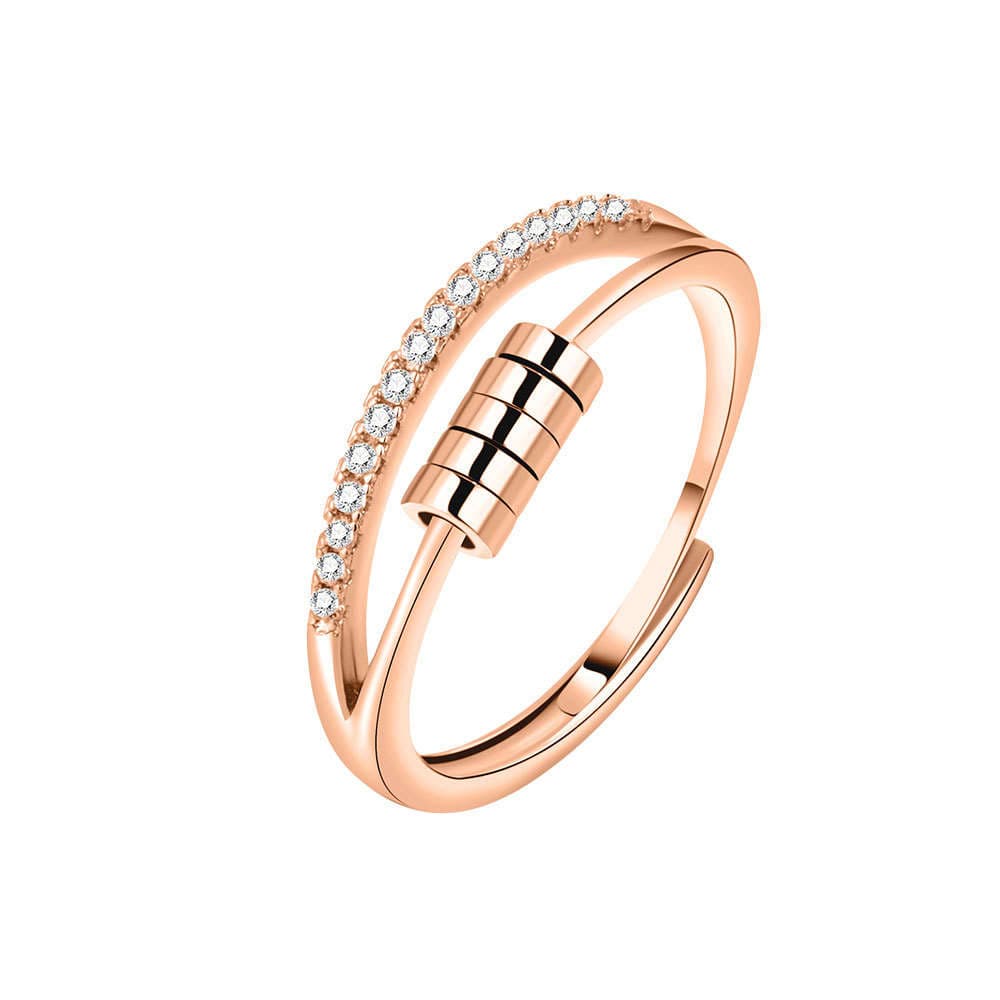 Anti Stress Ring Elegant Sterling Silver S925 Kubisk Zirkonia Rose Gold