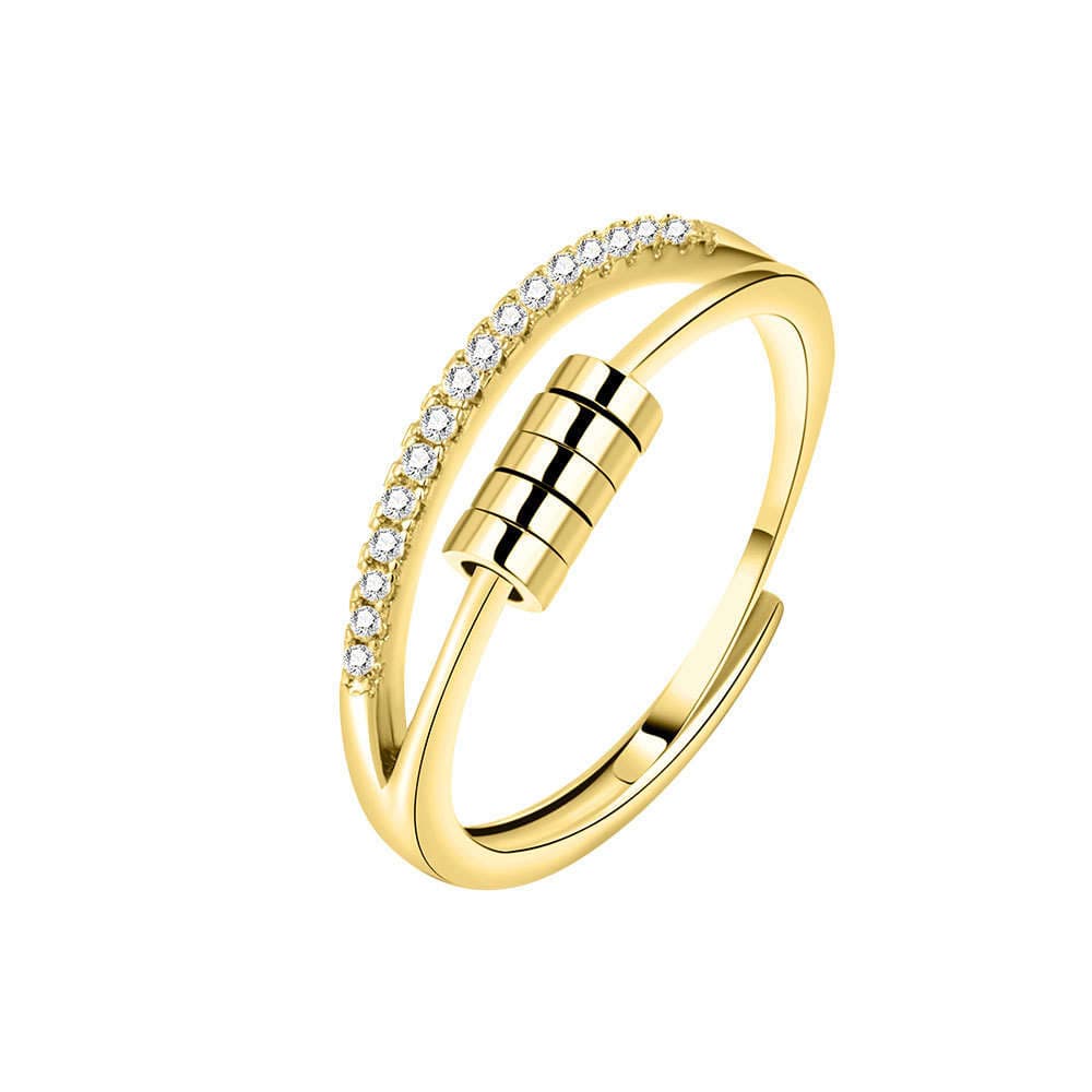 Anti Stress Ring Elegant Sterling Silver S925 Kubisk Zirkonia Guld